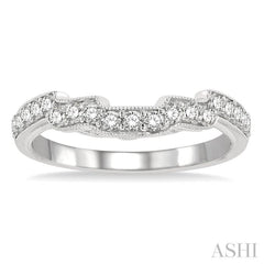 3/8 ctw Stepped Lattice Arch Round Cut Diamond Wedding Band in 14K White Gold