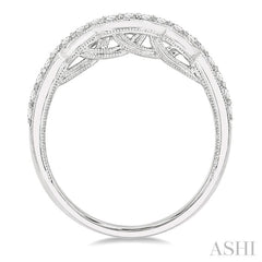 3/8 ctw Stepped Lattice Arch Round Cut Diamond Wedding Band in 14K White Gold