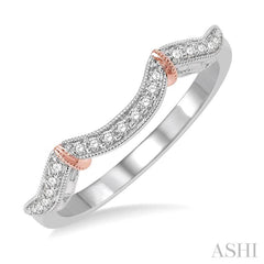 1/8 ctw Curvy Shape Rose Gold Accent Diamond Wedding Band in 14K White and Rose Gold