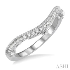 1/4 ctw Ethnic Milgrain Curve Round Cut Diamond Wedding Band in 14K White Gold