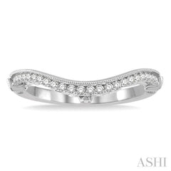 1/4 ctw Ethnic Milgrain Curve Round Cut Diamond Wedding Band in 14K White Gold