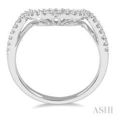 1/4 ctw Deep Curve Center Round Cut Diamond Wedding Band in 14K White Gold