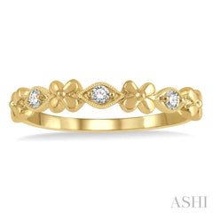 1/10 Ctw Floral and Marquise Link Round Cut Diamond Stackable Fashion Band in 10K Yellow Gold