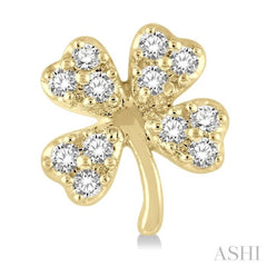 1/10 Ctw Four-Leaf Clover Round Cut Diamond Petite Fashion Earring in 10K Yellow Gold