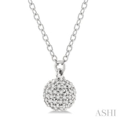 1/4 Ctw Spherical Round Cut Diamond Pendant With Chain in 10K White Gold