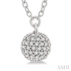 1/4 Ctw Spherical Round Cut Diamond Pendant With Chain in 10K White Gold