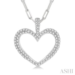 1/2 Ctw Round Cut Diamond Heart Pendant With Chain in 14K White Gold