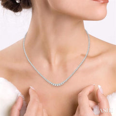 5 Ctw Riviera Round Cut Diamond Necklace in 14K White Gold