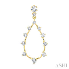 1/2 Ctw Tear Drop Round Cut Diamond Earring in 14K Yellow Gold