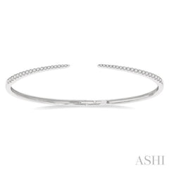 1/2 Ctw Round Cut Diamond Claw Cuff Bangle in 14K White Gold