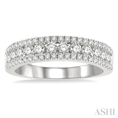 1 Ctw Channel Round Cut Diamond Wedding Band in 14K White Gold