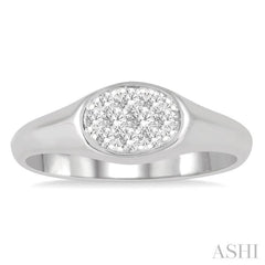 1/4 ctw Oval Shape Lovebright Diamond Ring in 14K White Gold