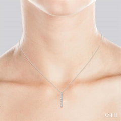 1/2 ctw Basket Weave Baguette and Round Cut Diamond Pendant With Chain in 14K White Gold