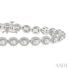 5 Ctw Oval & Round Cut Diamond Halo Bracelet in 14K White Gold