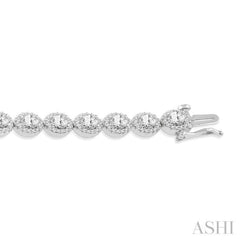 5 Ctw Oval & Round Cut Diamond Halo Bracelet in 14K White Gold