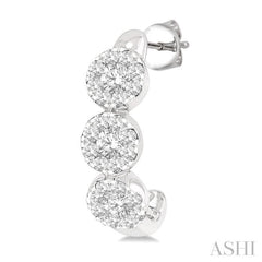3/8 Ctw Lovebright Round Cut Diamond Half Hoop Earring in 14K White Gold