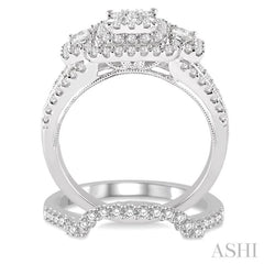 1 1/3 Ctw Diamond Lovebright Wedding Set with 1 Ctw Engagement Ring and 1/4 Ctw Wedding Band in 14K White Gold