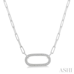 1/10 Ctw Round Cut Diamond Paper Clip Pendant in Sterling Silver