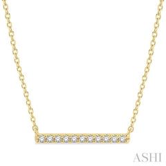 1/8 Ctw Bar Round Cut Diamond Necklace in 10K Yellow Gold