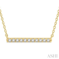 1/8 Ctw Bar Round Cut Diamond Necklace in 10K Yellow Gold