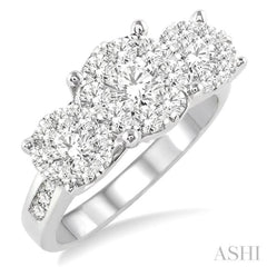 2 Ctw Lovebright Round Cut Diamond Ring in 14K White Gold