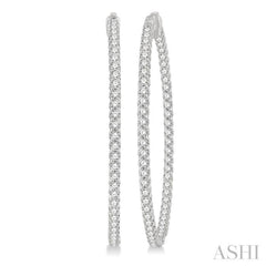 5 Ctw Inside-Out Round Cut Diamond 2-Inch Hoop Earrings in 14K White Gold