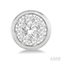 1/3 ctw Medallion Lovebright Round Cut Diamond Bezel Stud Earring in 14K White Gold