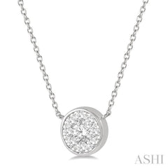 1/3 Ctw Round Shape Lovebright Diamond Necklace in 14K White Gold