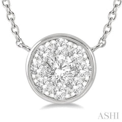 1/3 Ctw Round Shape Lovebright Diamond Necklace in 14K White Gold