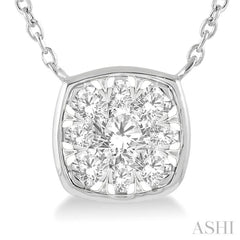 1/3 Ctw Cushion Shape Lovebright Diamond Necklace in 14K White Gold