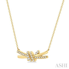 1/6 Ctw Love Knot Round Cut Diamond Necklace in 10K Yellow Gold