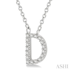 1/20 Ctw Initial 'D' Round Cut Diamond Pendant With Chain in 10K White Gold