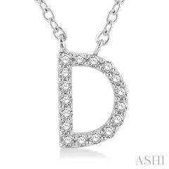 1/20 Ctw Initial 'D' Round Cut Diamond Pendant With Chain in 10K White Gold