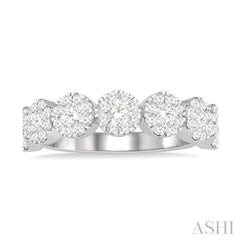 3/4 Ctw Jointed Circular Mount Lovebright Diamond Cluster Ring in 14K White Gold