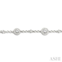 2 Ctw Round and Princess Cut Diamond Bracelet in 18K White Gold