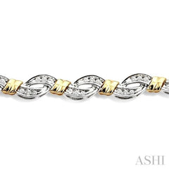 1 Ctw Round Cut Diamond Infinity Bracelet 10K White and Yellow Gold