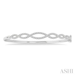 3/4 Ctw Open Infinity Round Cut Diamond Fashion Bangle in 14K White Gold