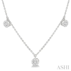 1/3 ctw Five Circular Mount Round Cut Diamond Station Necklace in 14K White Gold