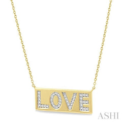 1/5 Ctw Love Banner Round Cut Diamond Fashion Necklace in 10K Yellow Gold