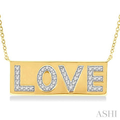 1/5 Ctw Love Banner Round Cut Diamond Fashion Necklace in 10K Yellow Gold