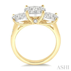 1 1/2 Ctw Lovebright Round Cut Diamond Ring in 14K Yellow and White Gold