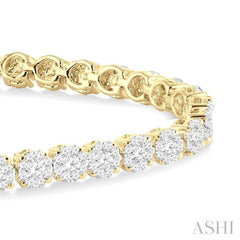 3 Ctw Round Cut Lovebright Diamond Bracelet in 14K Yellow and White Gold