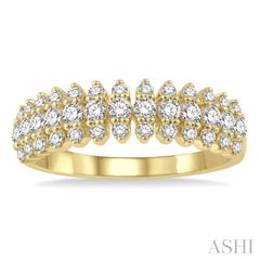 3/4 Ctw Graduated Round Cut Diamond Fashion Band in 14K Yellow Gold