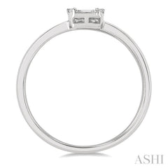 1/4 ctw Twin Band Baguette and Round Cut Diamond Fusion Fashion Ring in 14K White Gold