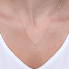 1/20 Ctw Initial 'C' Round Cut Diamond Pendant With Chain in 14K White Gold