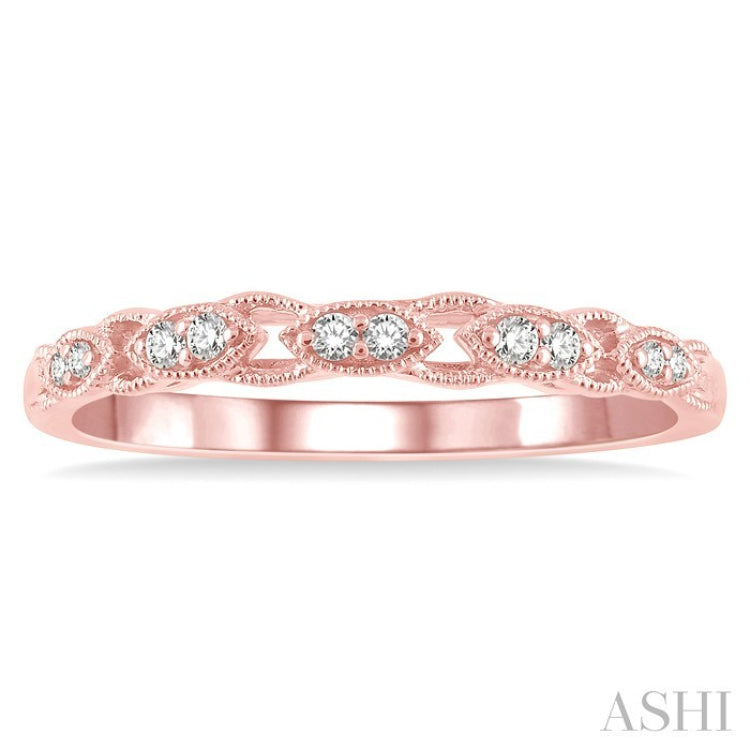 1/10 Ctw Marquise Shape Lattice Round Cut Diamond Wedding Band in 14K Rose Gold
