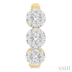 3/8 ctw Lovebright Round Cut Diamond Half Hoop Earring in 14K Yellow and White Gold