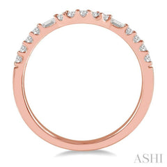 1/4 ctw Arched Center Baguette and Round Cut Diamond Wedding Band in 14K Rose Gold