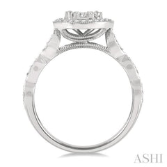 1/2 ctw Criss Cross Shank Circular Lovebright Round Cut Diamond Engagement Ring in 14K White Gold