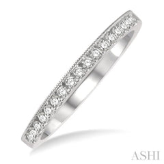 1/5 ctw Milgrain Wall Round Cut Diamond Wedding Band in 14K White Gold